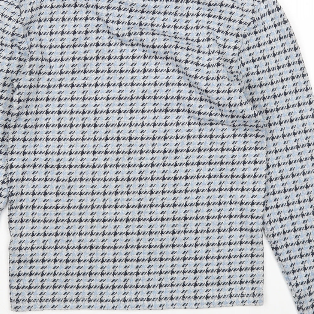 Topshop Womens Blue Houndstooth Pullover Jumper Size 8