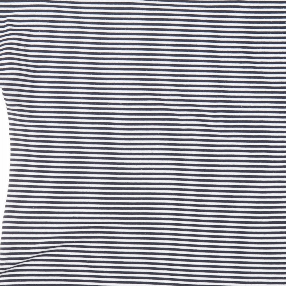 Viz-A-Viz Womens White Striped Basic T-Shirt Size 14