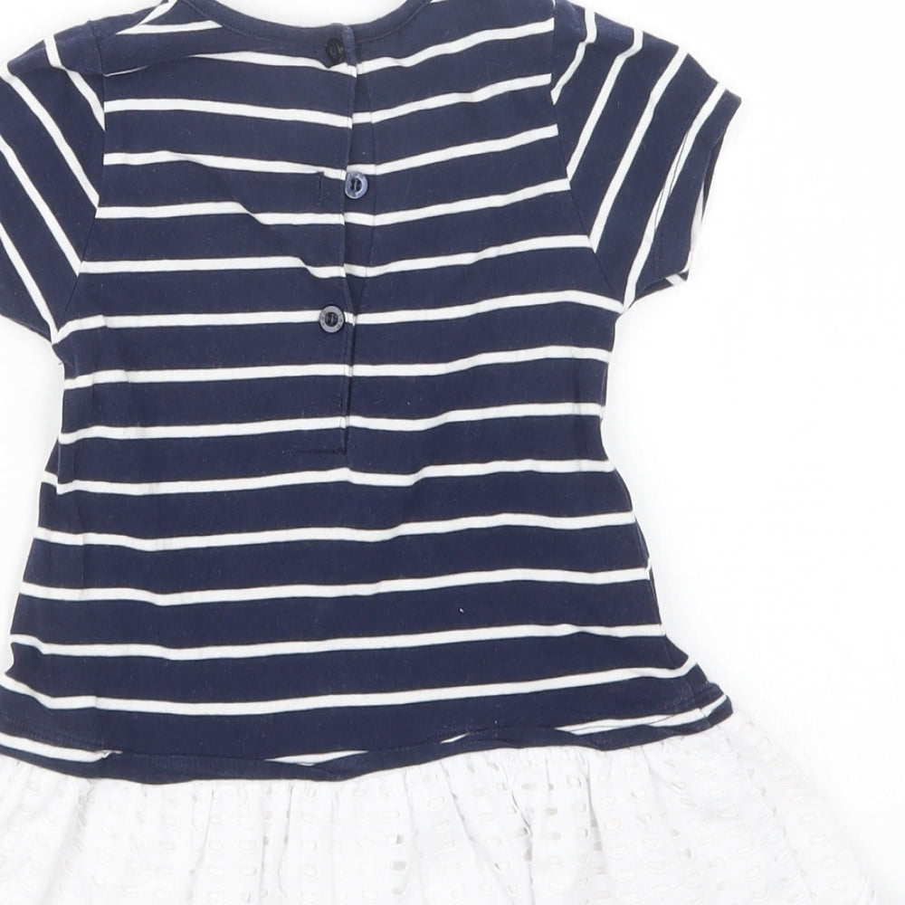 iDo Girls Blue Striped Basic T-Shirt Size 12 Months