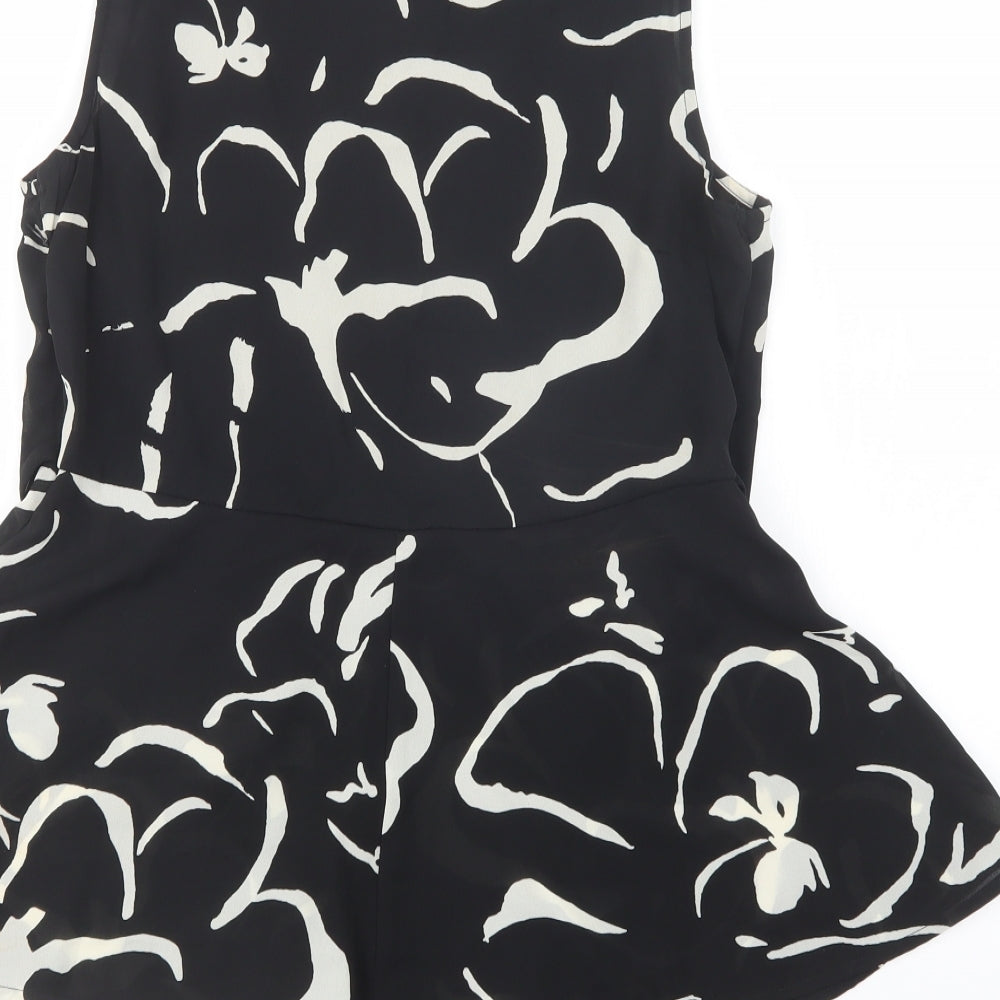 VERO MODA Womens Black Geometric Basic T-Shirt Size L