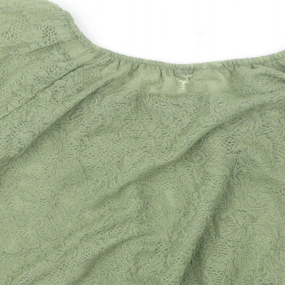 Folia Womens Green Cropped Blouse Size 16
