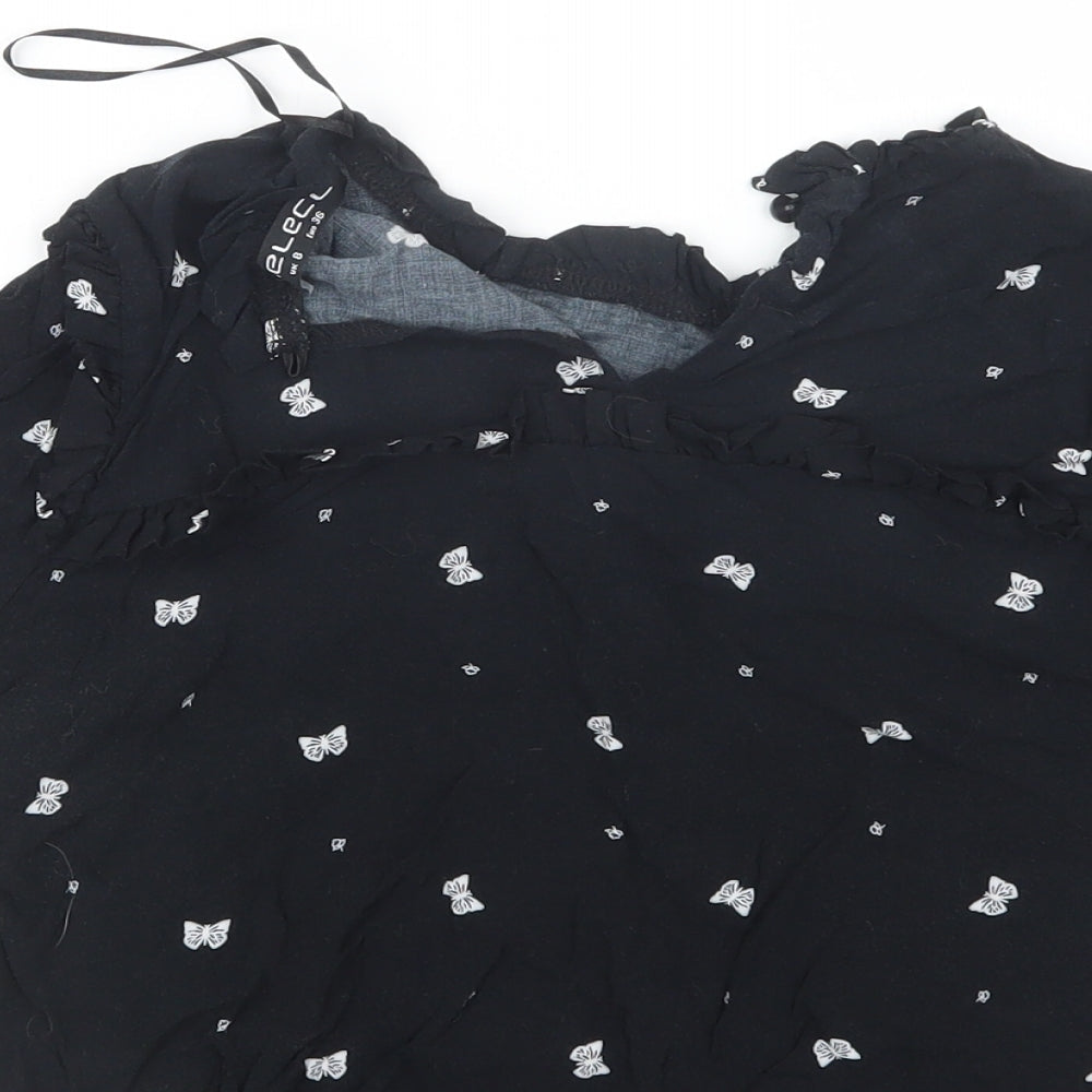 Select Womens Black Geometric Basic Blouse Size 8