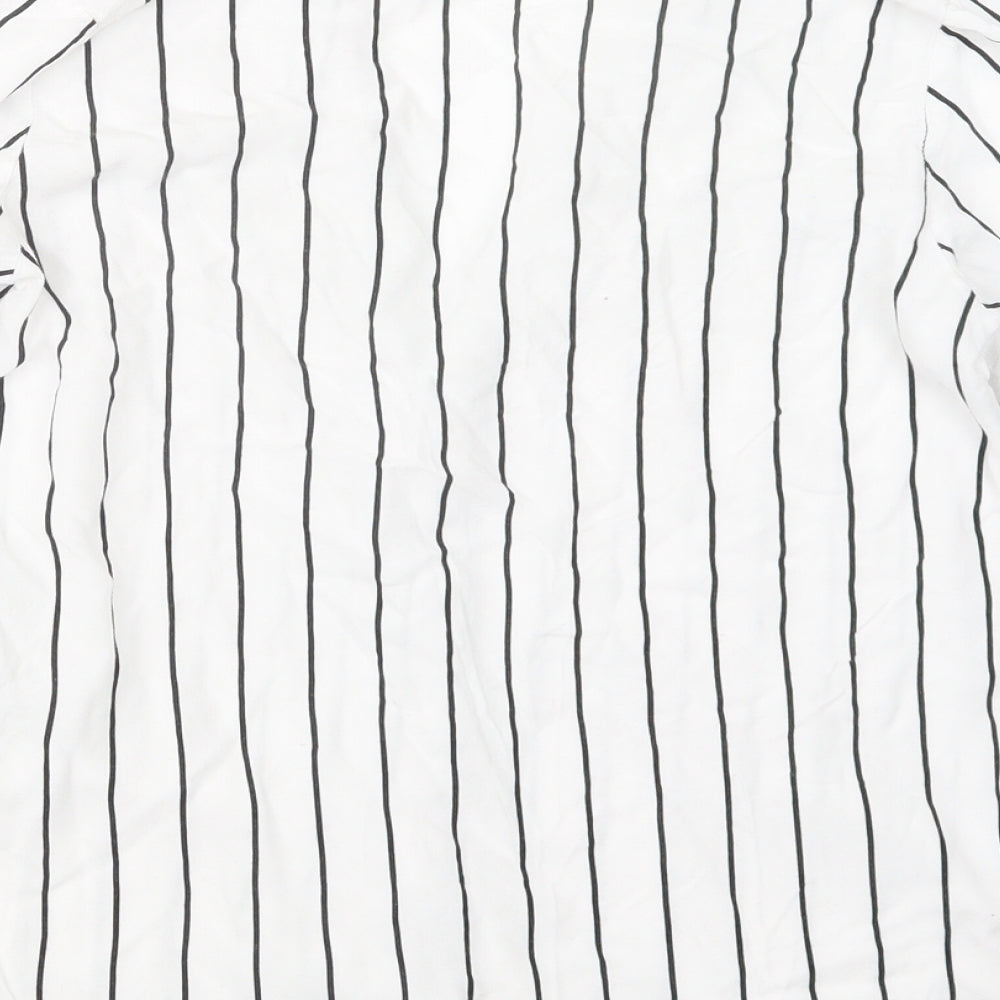 New Look Womens Black Striped Basic Button-Up Size 6