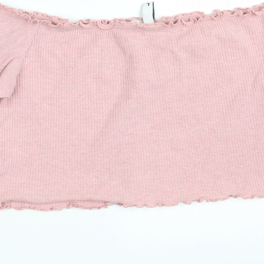H&M Womens Pink Cropped Blouse Size L