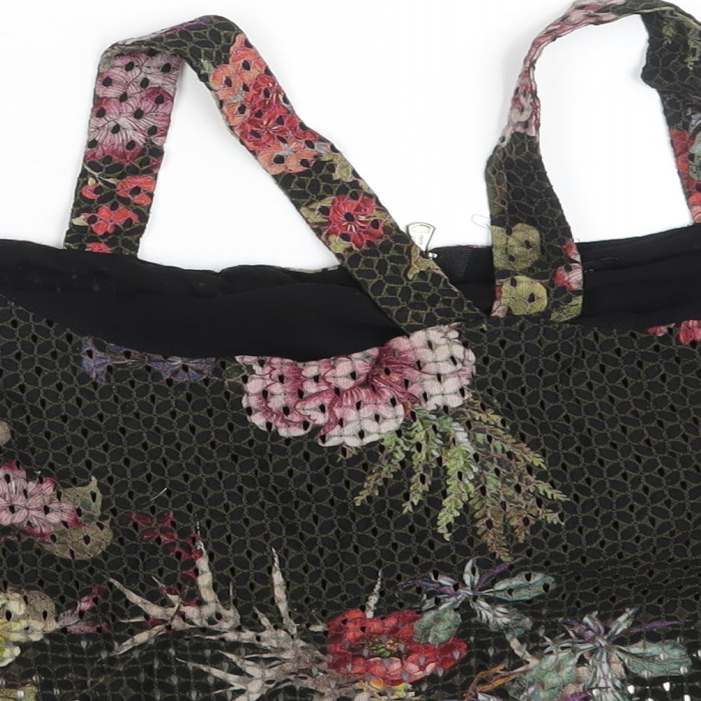 River Island Womens Black Floral Basic Blouse Size 12