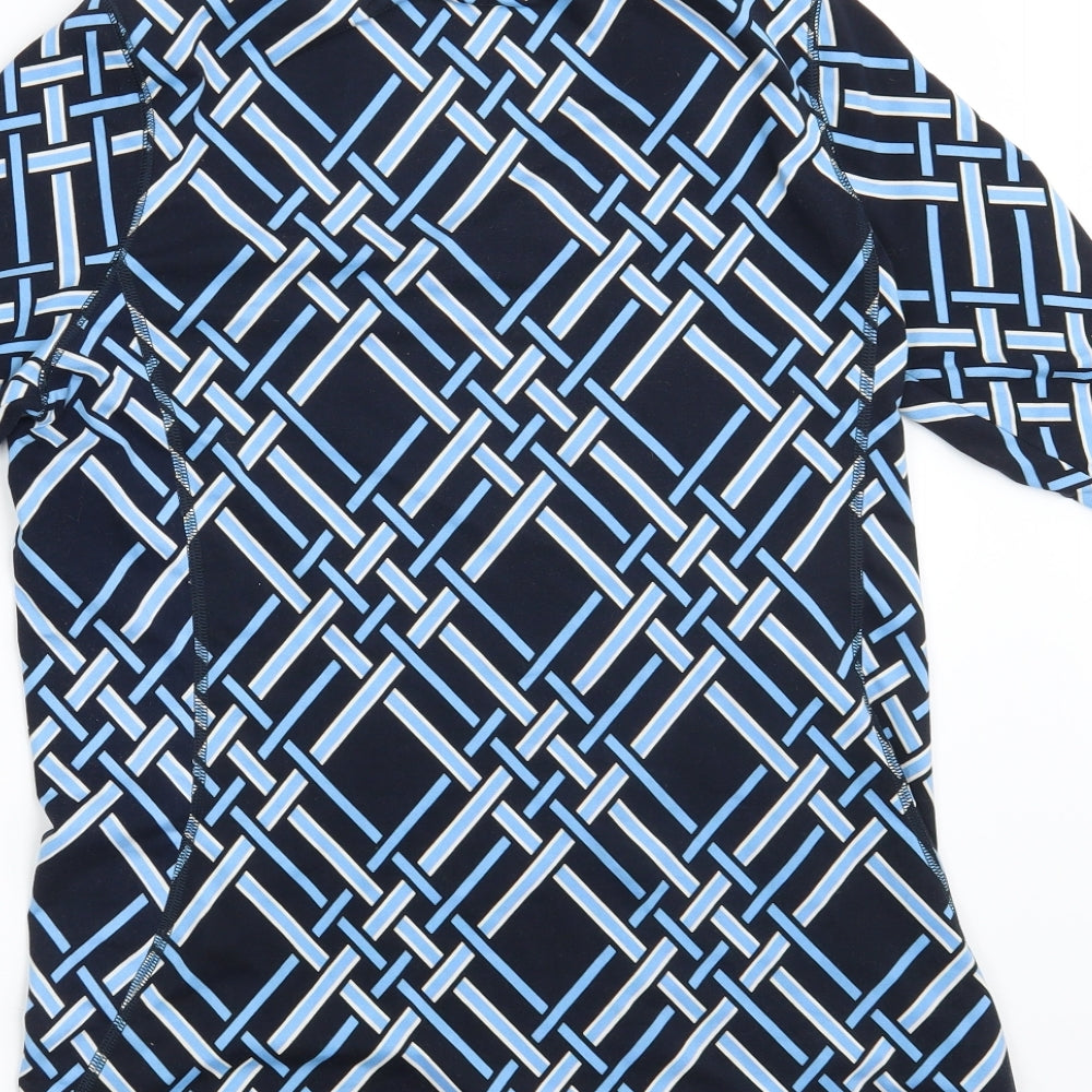 Land's End Womens Blue Geometric Basic T-Shirt Size 8