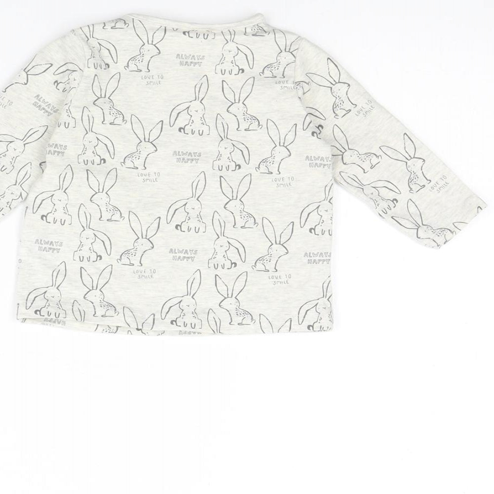 Nutmeg Girls Grey Spotted Basic T-Shirt Size 0-3 Months
