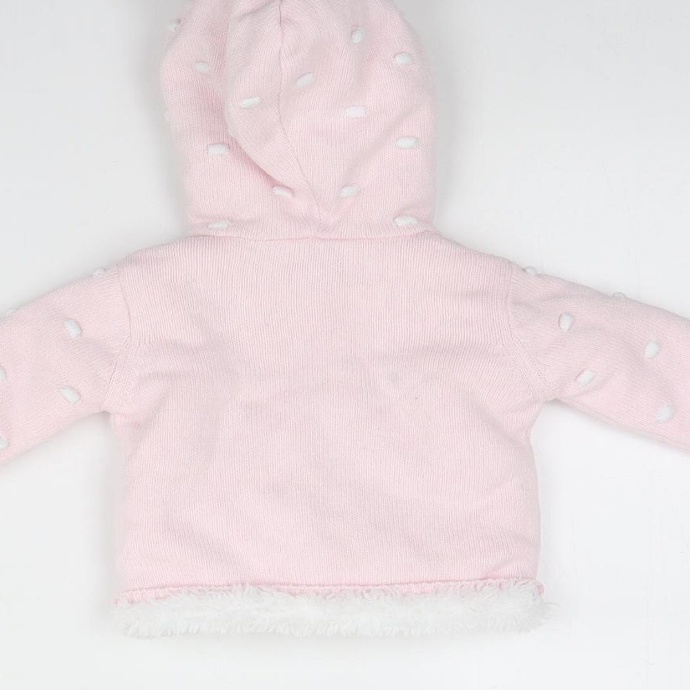 Preworn Girls Pink Spotted Jacket Size 0-3 Months