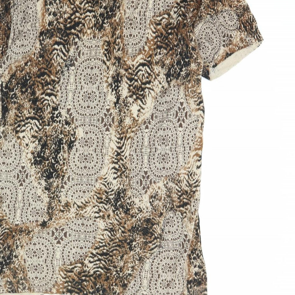 Karen Scott Womens Beige Animal Print Basic Blouse Size M