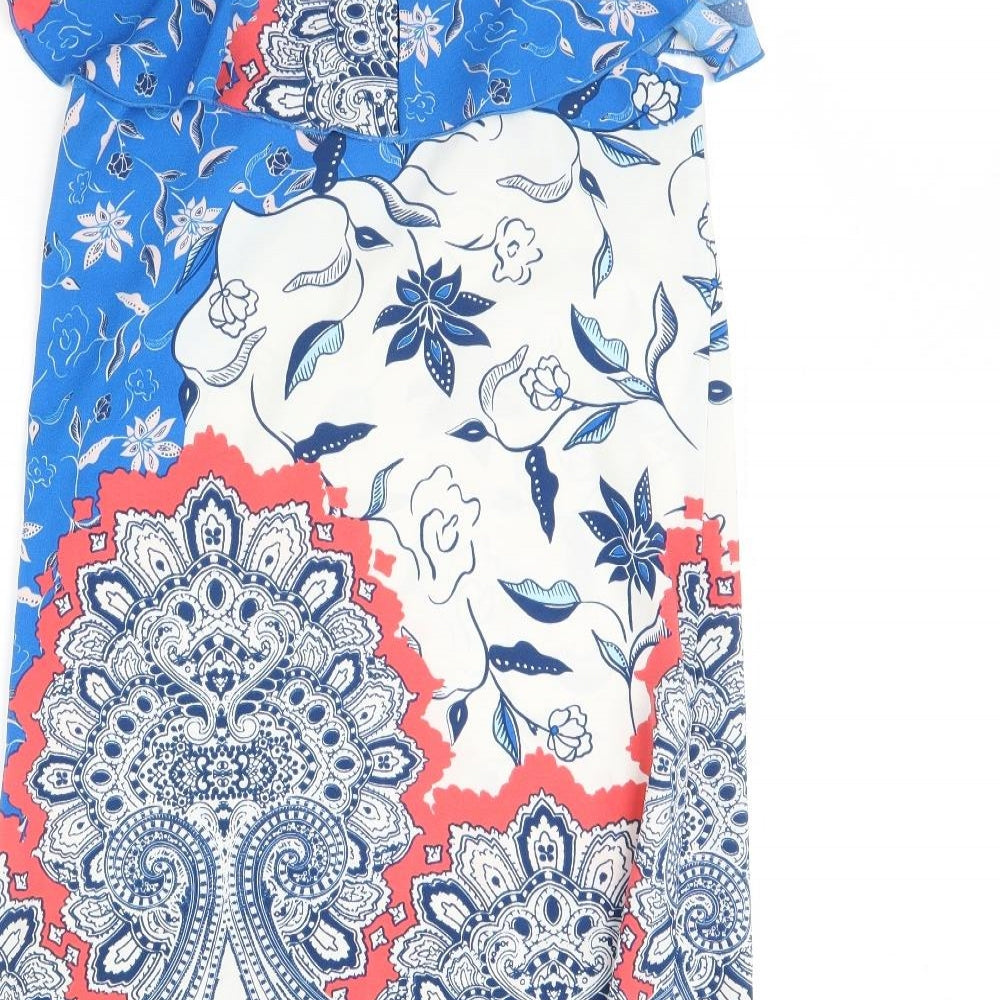 Little Miss Captain Womens Blue Floral Shift Size S