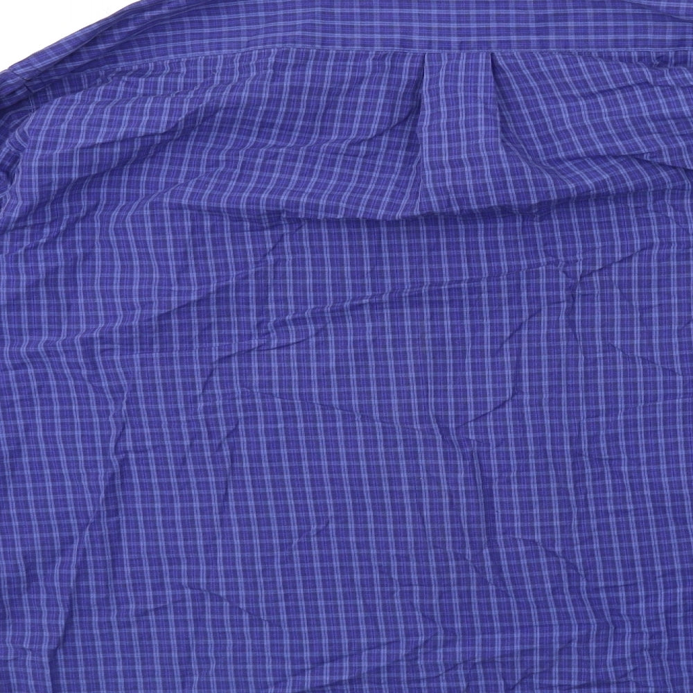 Marks & Spencer Mens Blue Check Button-Up Size 15.5