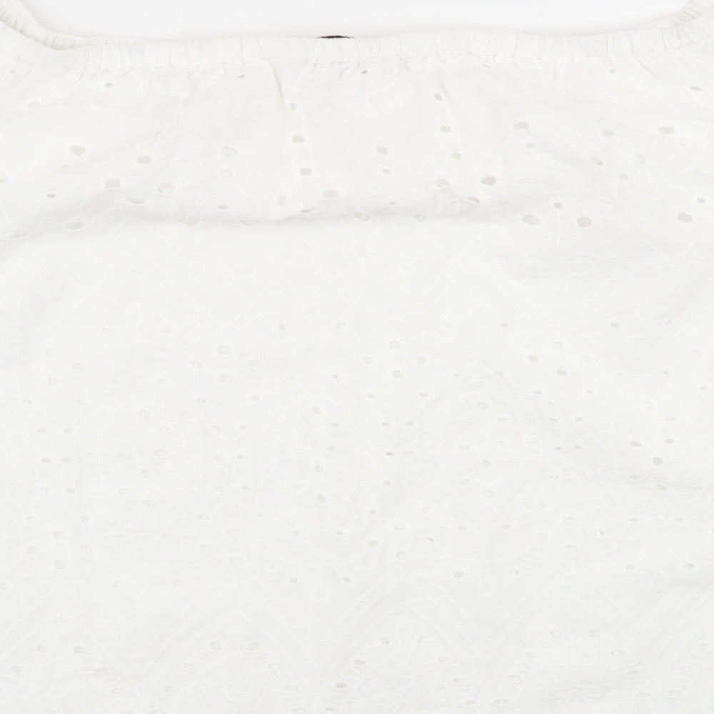 F&F Womens White Geometric Basic Blouse Size 14