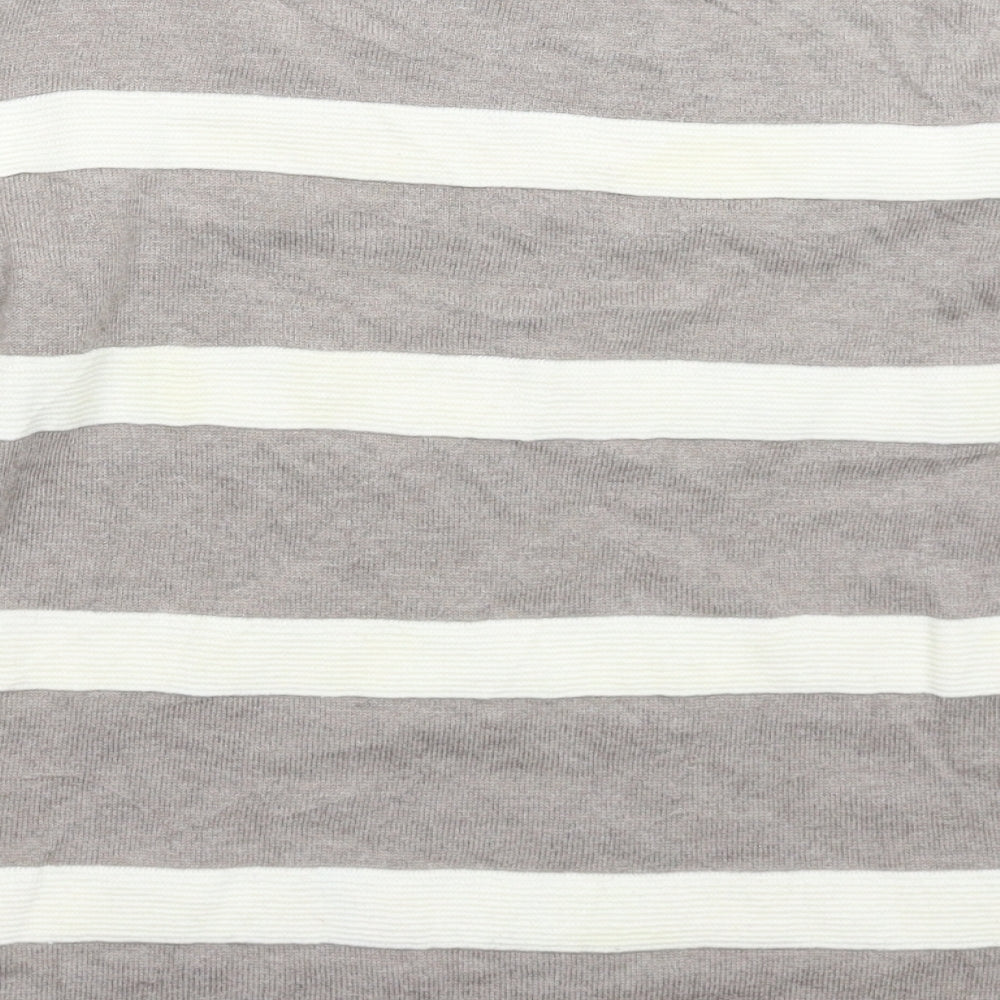 Bonmarché Womens Grey Striped Knit Pullover Jumper Size XS