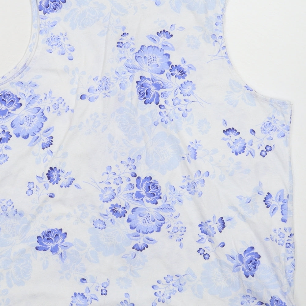 Carole Hochman Womens White Floral Basic Tank Size M