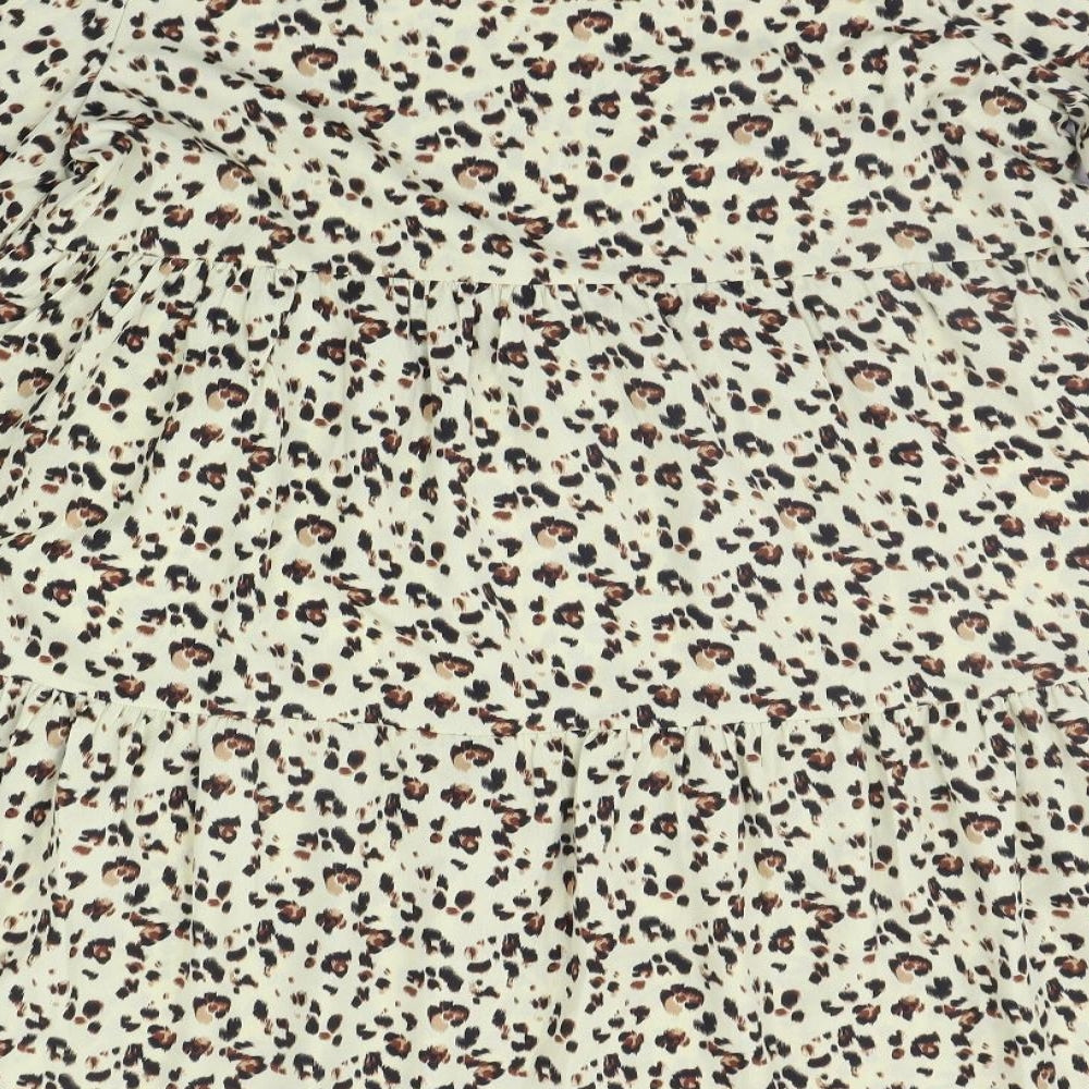 QED London Womens Beige Animal Print A-Line Size 12