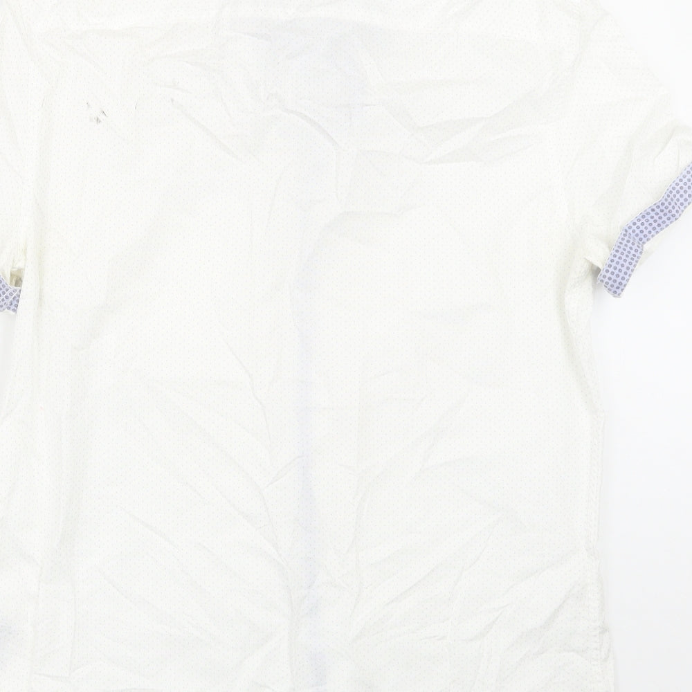 NEXT Mens White Polka Dot Button-Up Size M