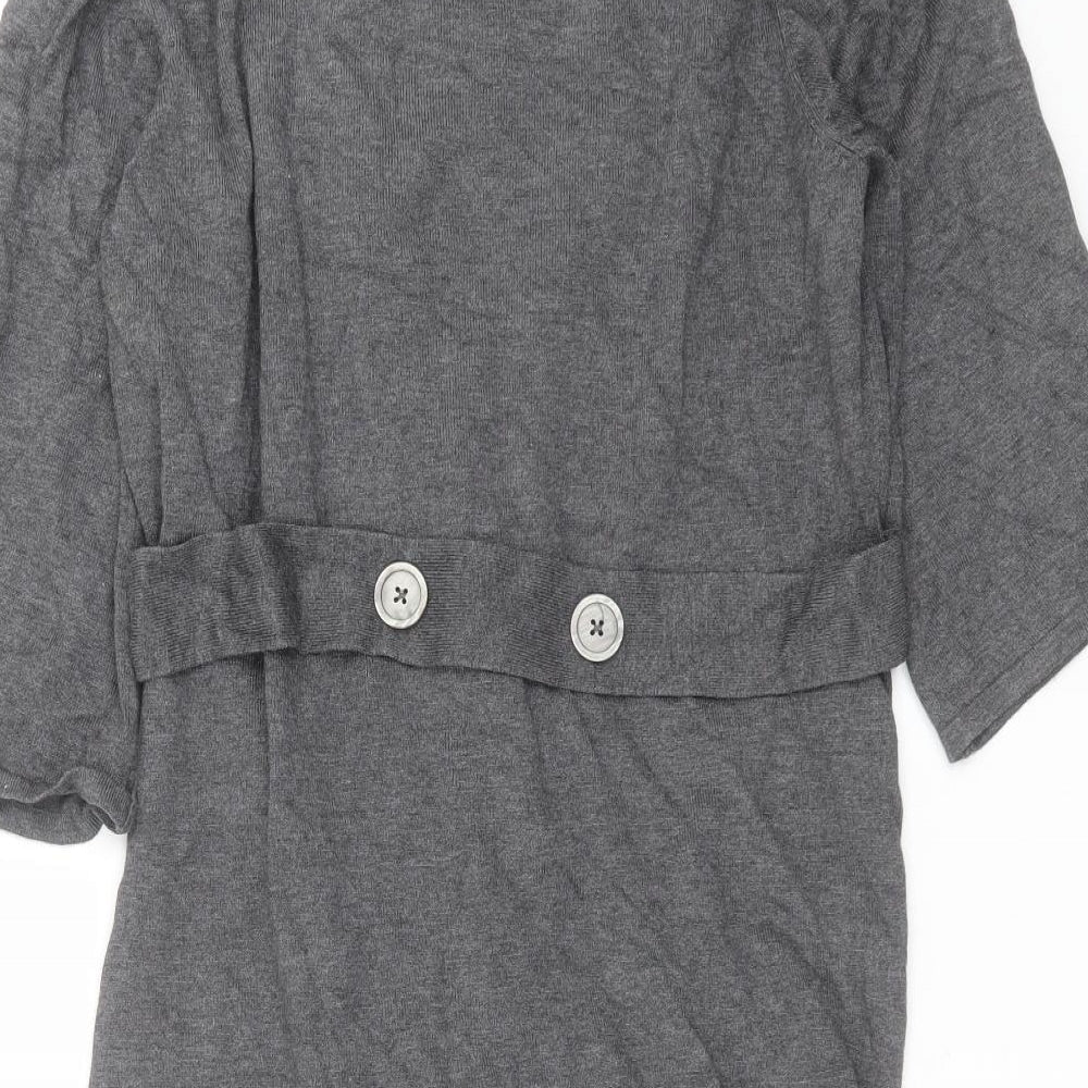 MARBLE Womens Grey Knit Cardigan Jumper Size S