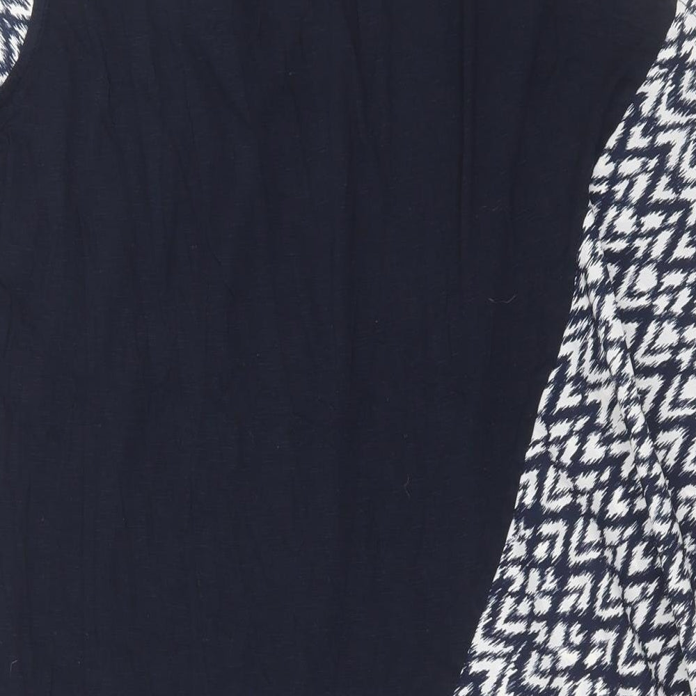 TU Womens Blue Geometric Basic Blouse Size 12 - Asymmetric Hem