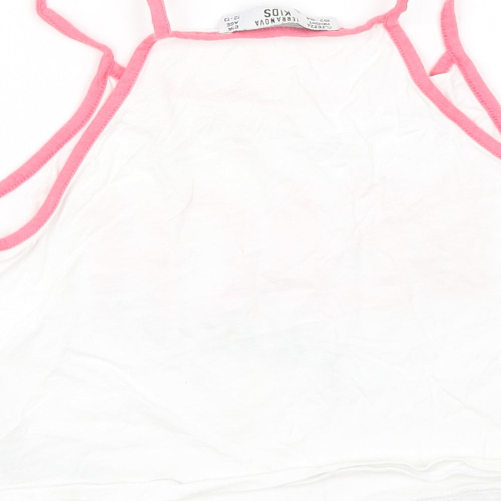 Terranova Girls White Cropped Tank Size 12-13 Years - Beach Please