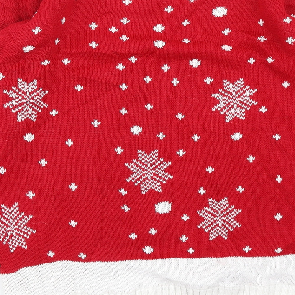 Angel Womens Red Pullover Jumper Size S - Reindeer