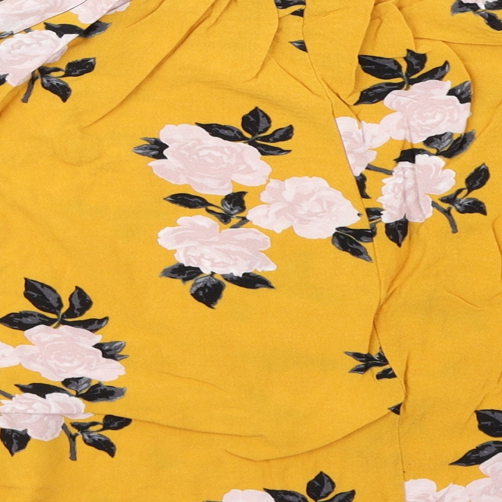 Select Womens Yellow Floral Basic Blouse Size 8