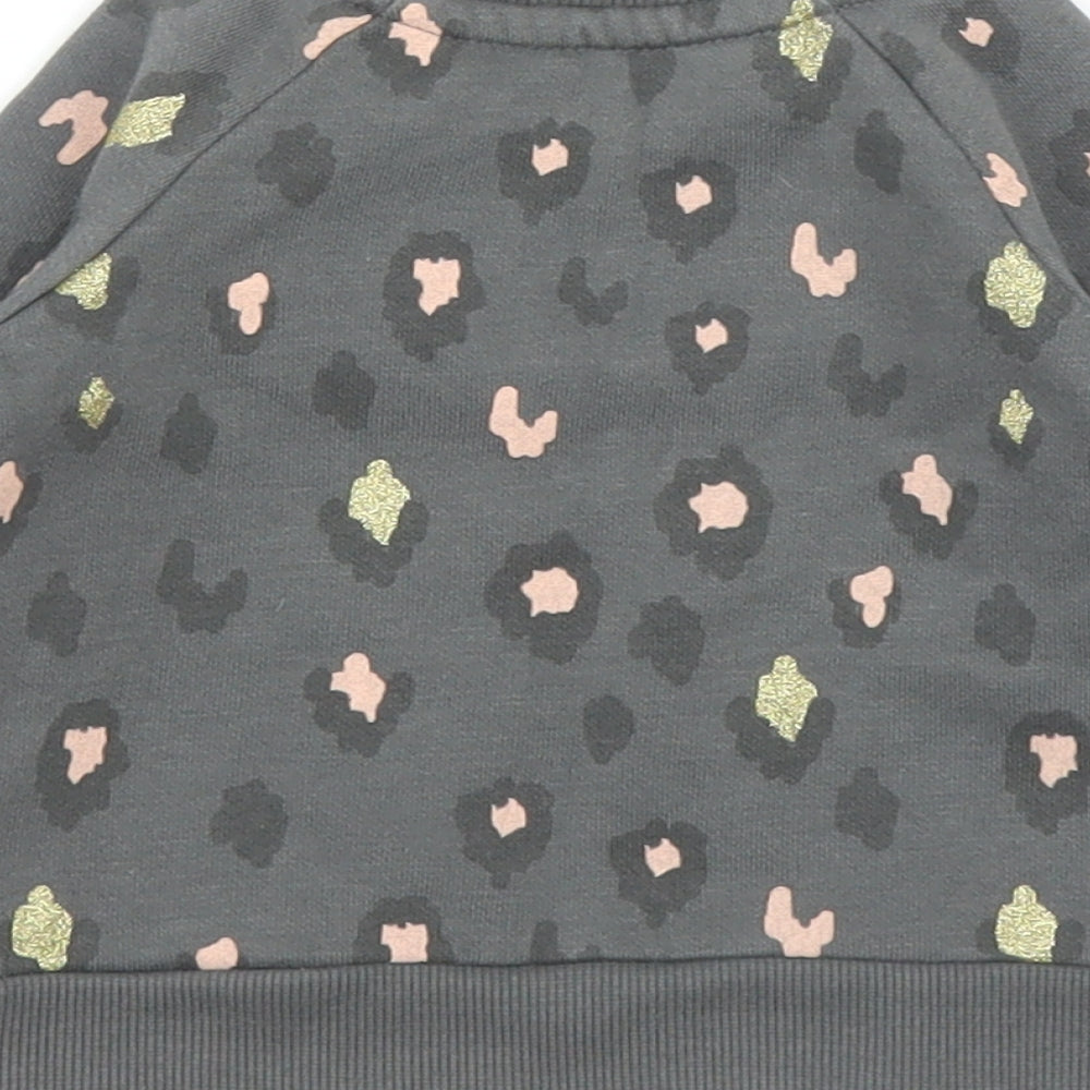 Primark Girls Grey Animal Print Pullover Jumper Size 3-6 Months - Leopard print