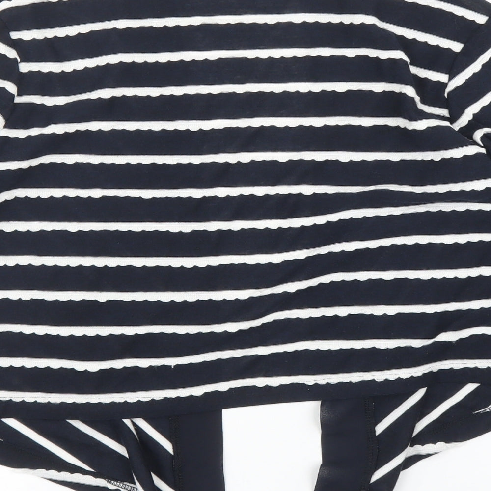 Per Una Womens Blue Striped Wrap Blouse Size 12