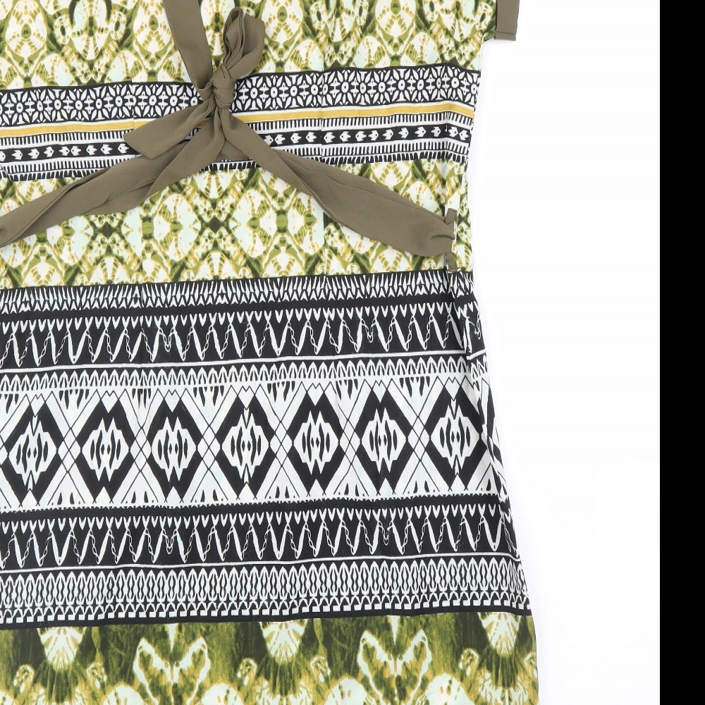 Encuento Womens Green Batik A-Line Size M