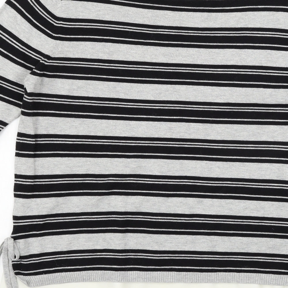 Dorothy Perkins Womens Grey Striped Pullover Jumper Size 12