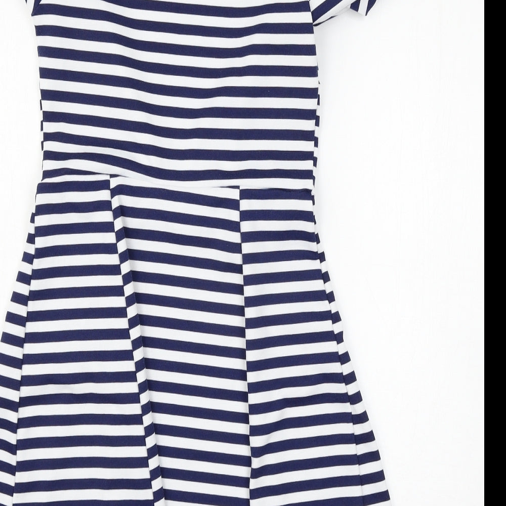 Preworn Womens Blue Striped T-Shirt Dress Size 8