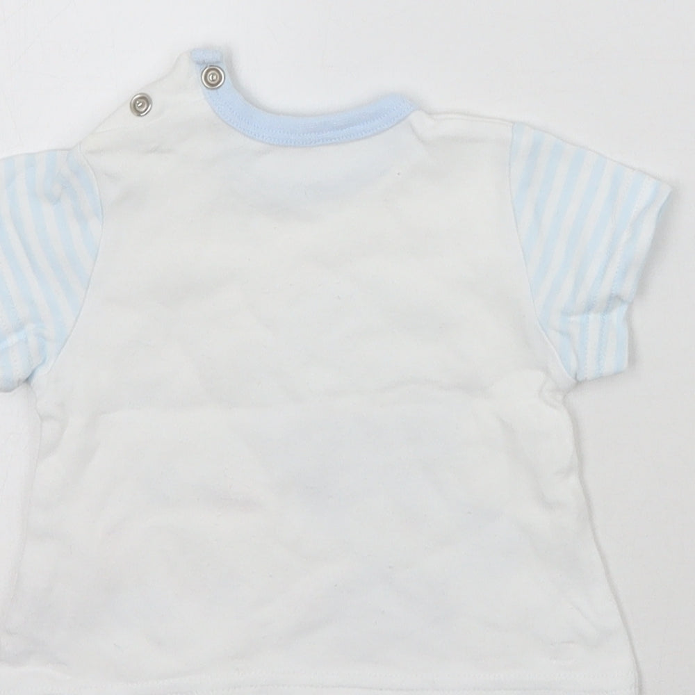 Pep&co Baby White Striped Basic T-Shirt Size 0-3 Months