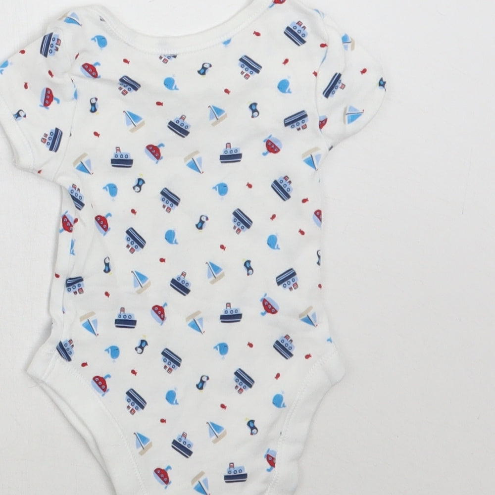 George Boys White Geometric Babygrow One-Piece Size Newborn