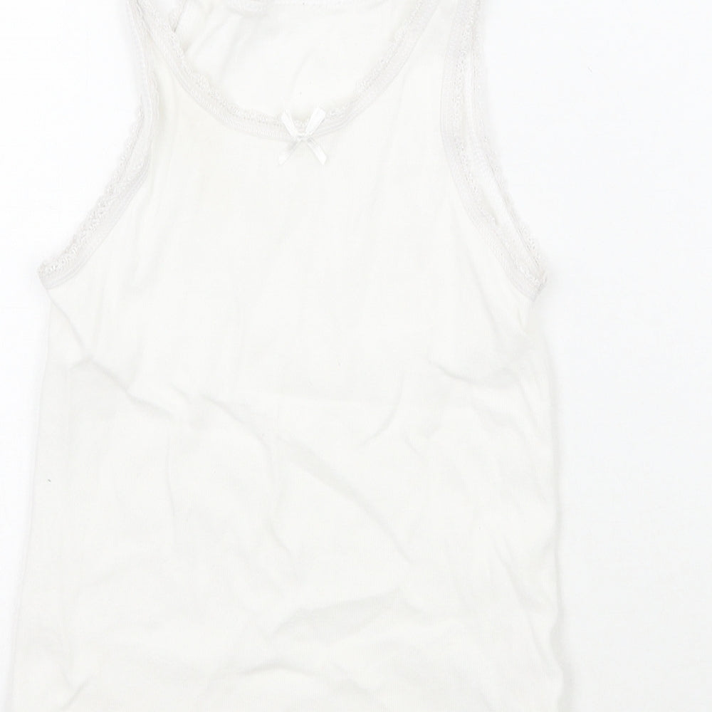 Matalan Girls White Basic Tank Size 4-5 Years