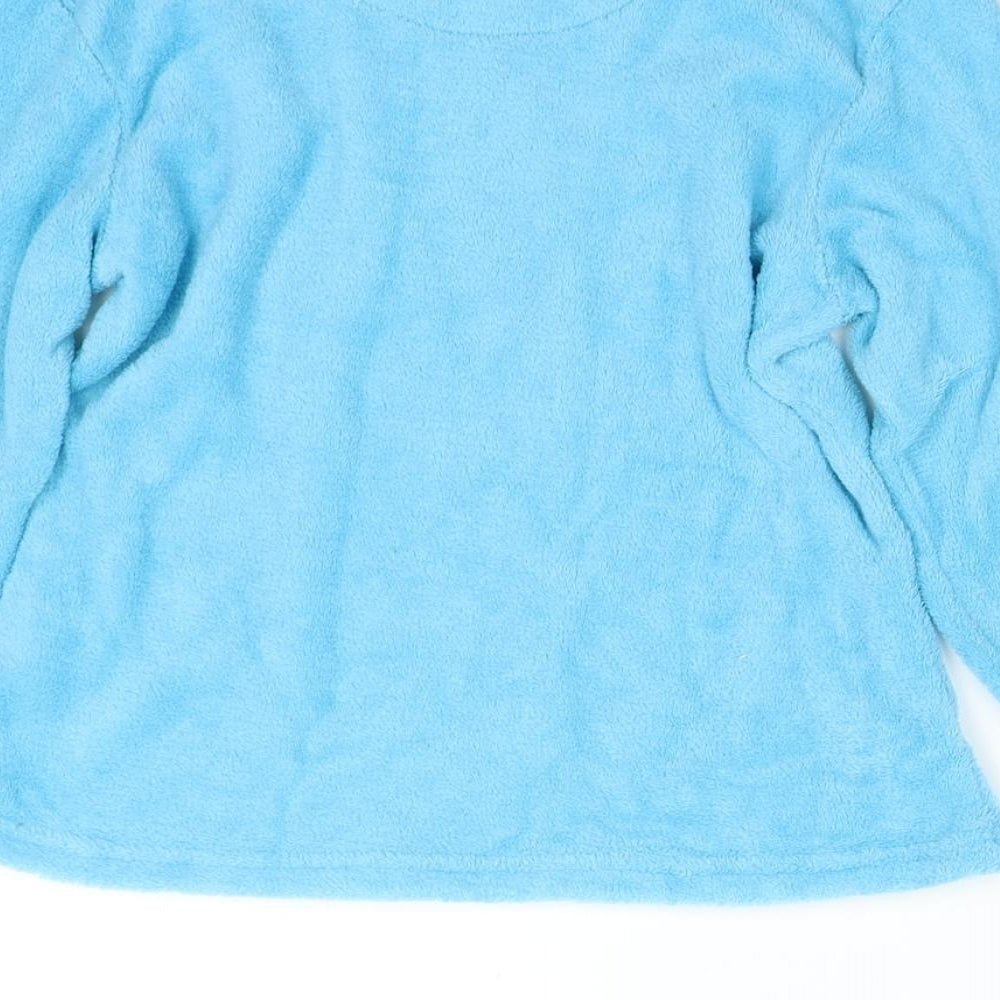 Chill Out Boys Blue Solid Fleece Pyjama Top Size 8-9 Years - Lazy Bonez Skull