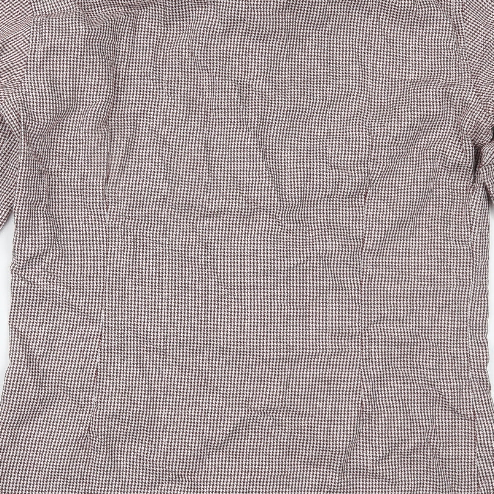 Marks & Spencer Mens Red Houndstooth Button-Up Size 14.5