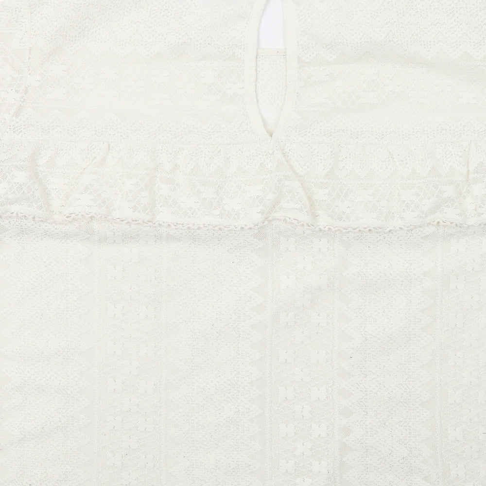H&M Womens Ivory Geometric Lace Basic Blouse Size L