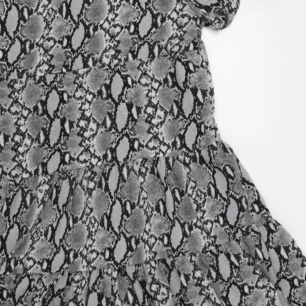 Preworn Womens Grey Animal Print A-Line Size M