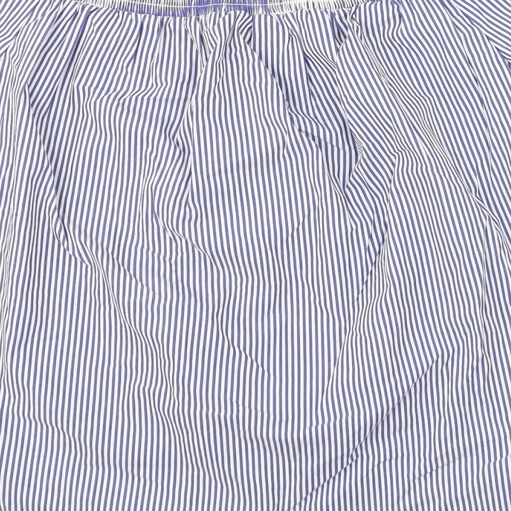 New Look Womens Blue Striped Basic Blouse Size 14