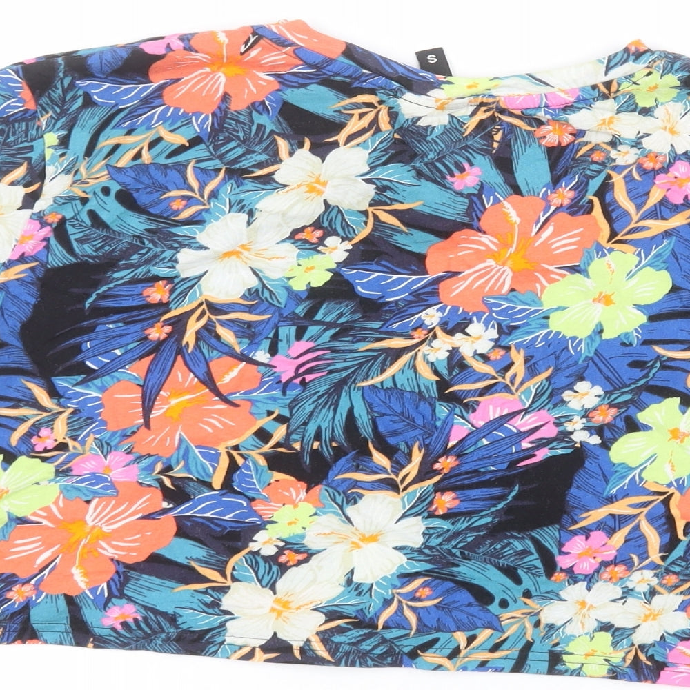 H&M Womens Multicoloured Floral Cropped T-Shirt Size S