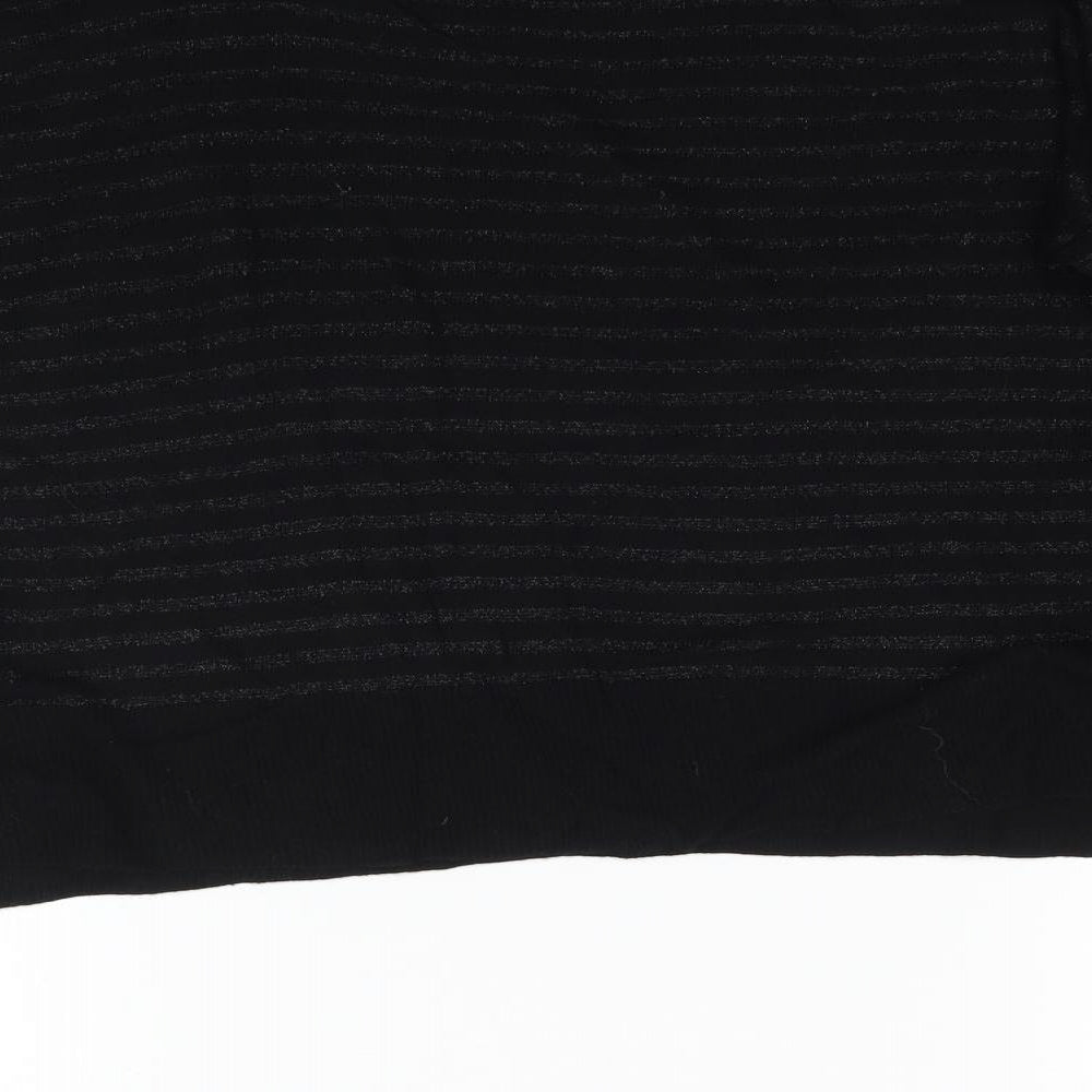 Mac & Jac Womens Black Striped Basic T-Shirt Size M