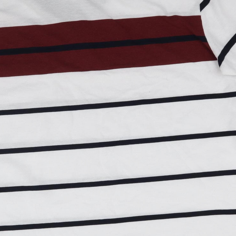 Premier Man Mens White Striped Polo Size M