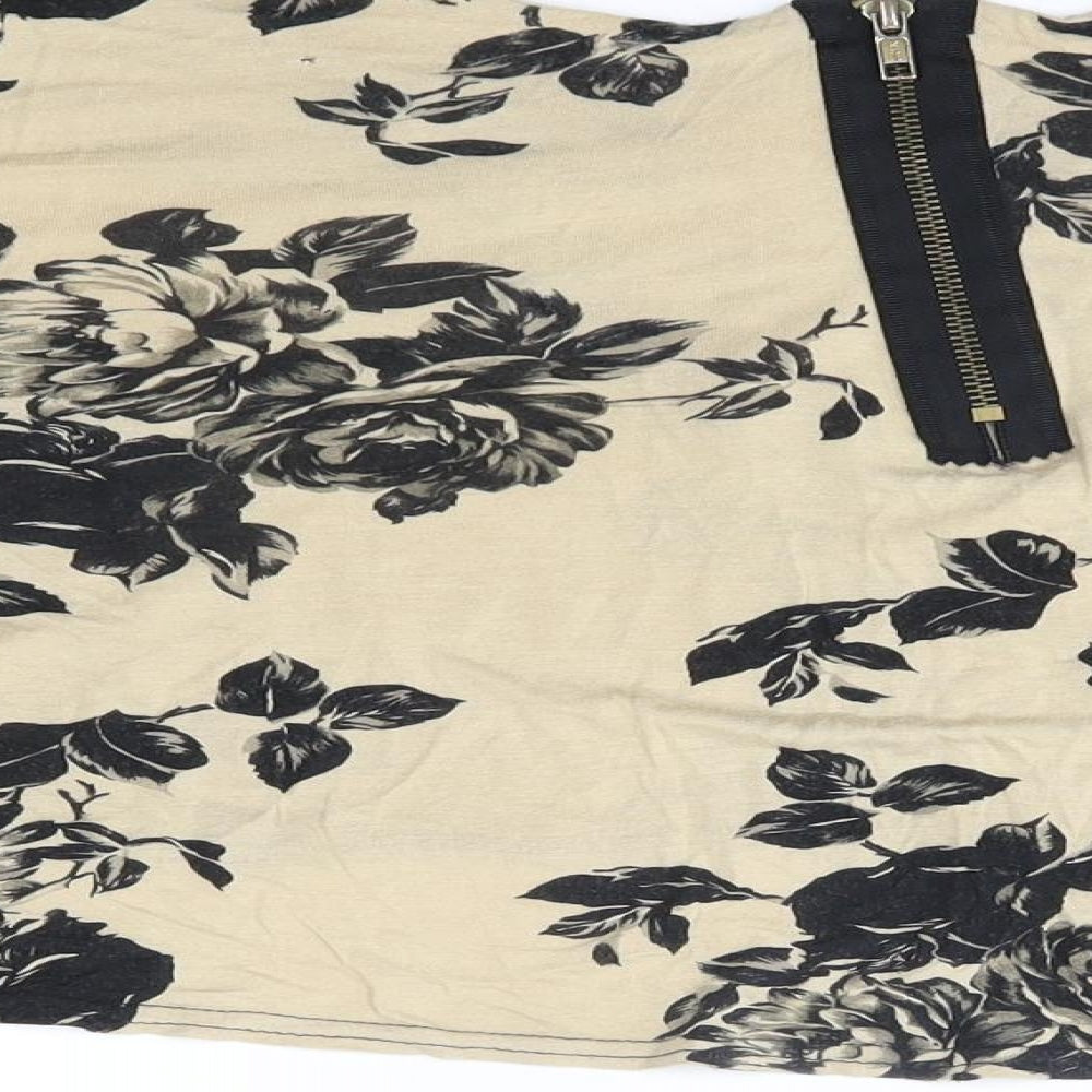 New Look Womens Beige Floral Basic Blouse Size 10