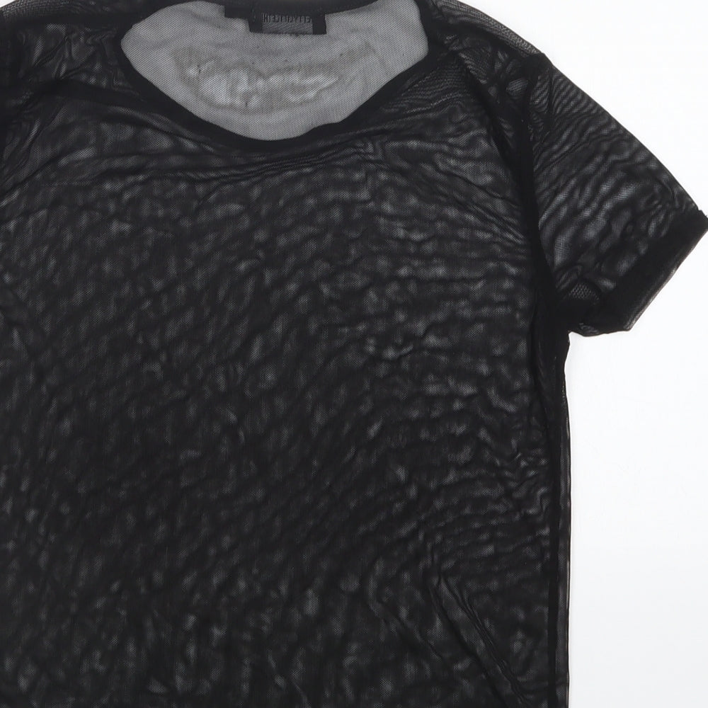 PRETTYLITTLETHING Womens Black Basic T-Shirt Size 8