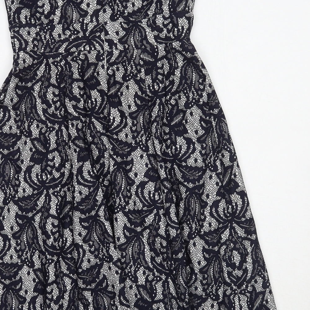 Wallis Womens Blue Floral A-Line Size 8