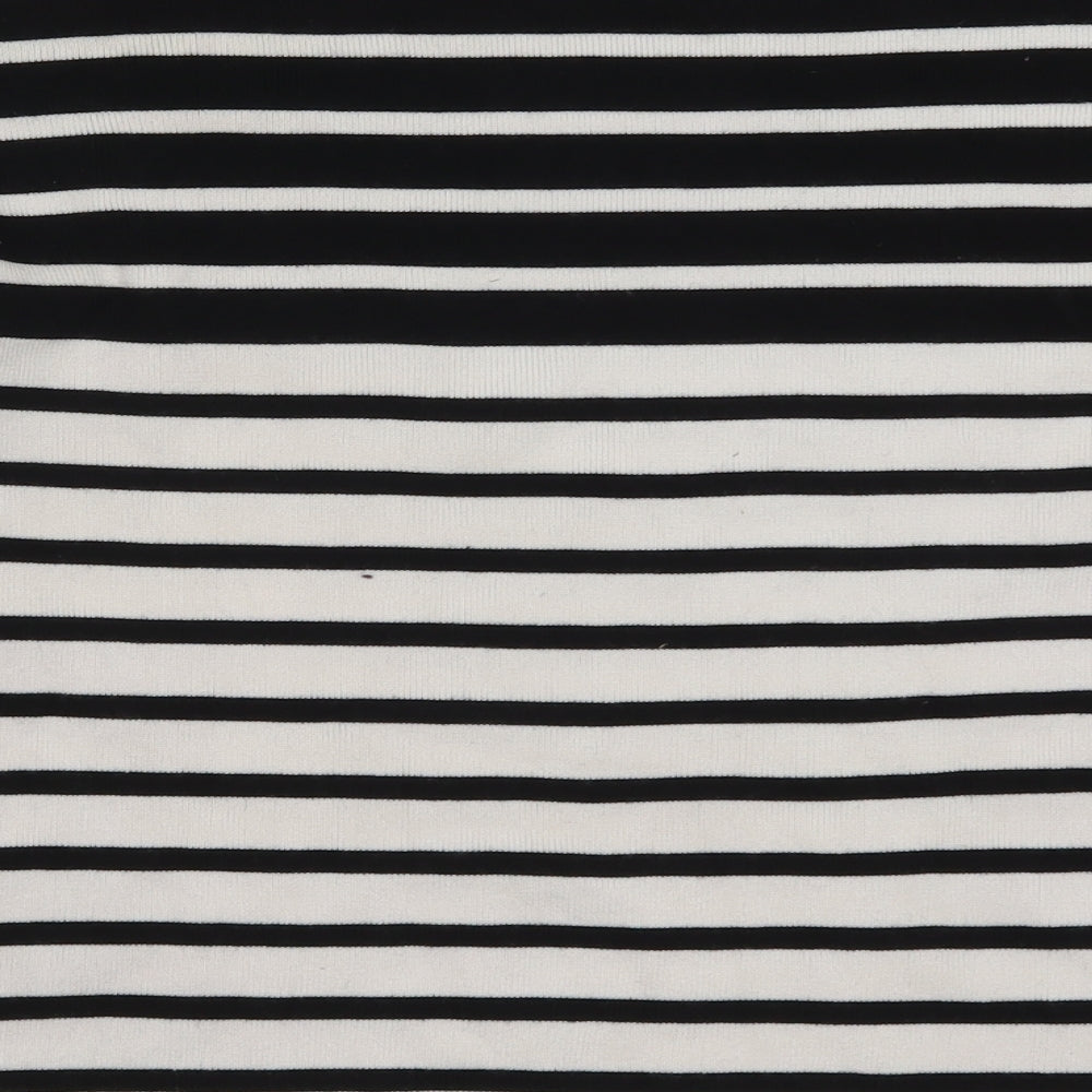 New Look Womens White Striped Knit Pullover Jumper Size S - Black and White