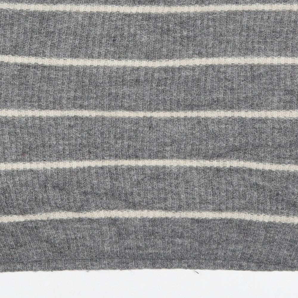 H&M Womens Grey Striped Knit Pullover Jumper Size M