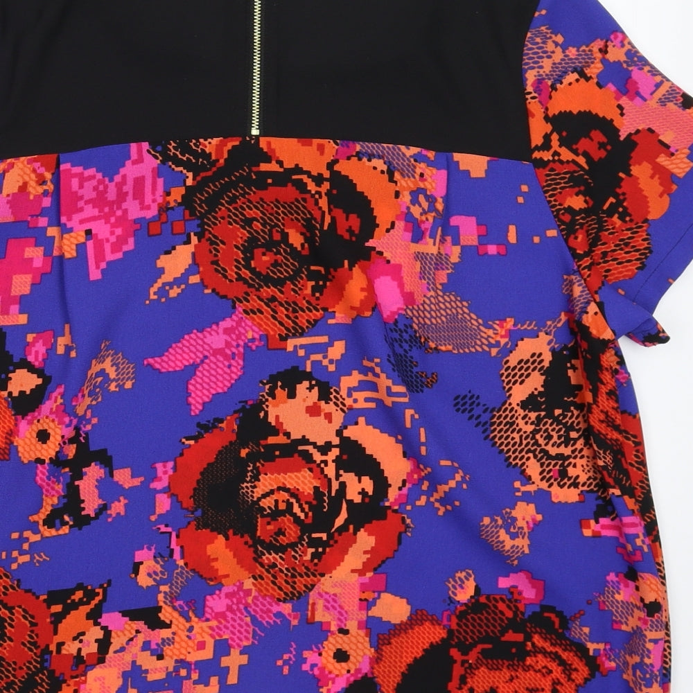 Marks & Spencer Womens Multicoloured Floral Basic T-Shirt Size 14