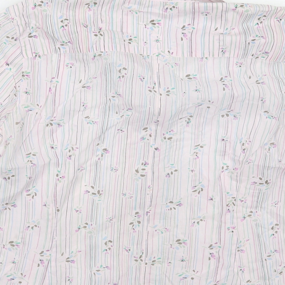 Monsoon Womens White Striped Basic Button-Up Size M