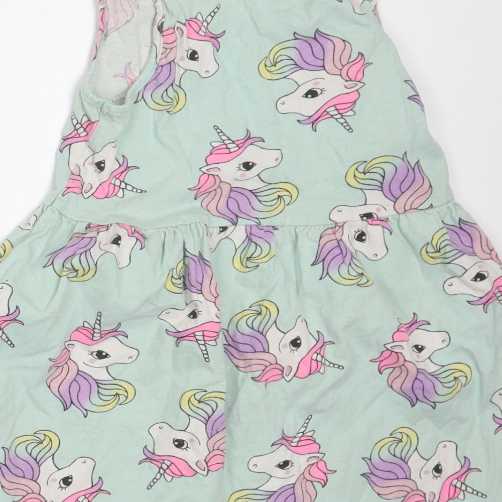 H&M Girls Green Animal Print A-Line Size 3 Years