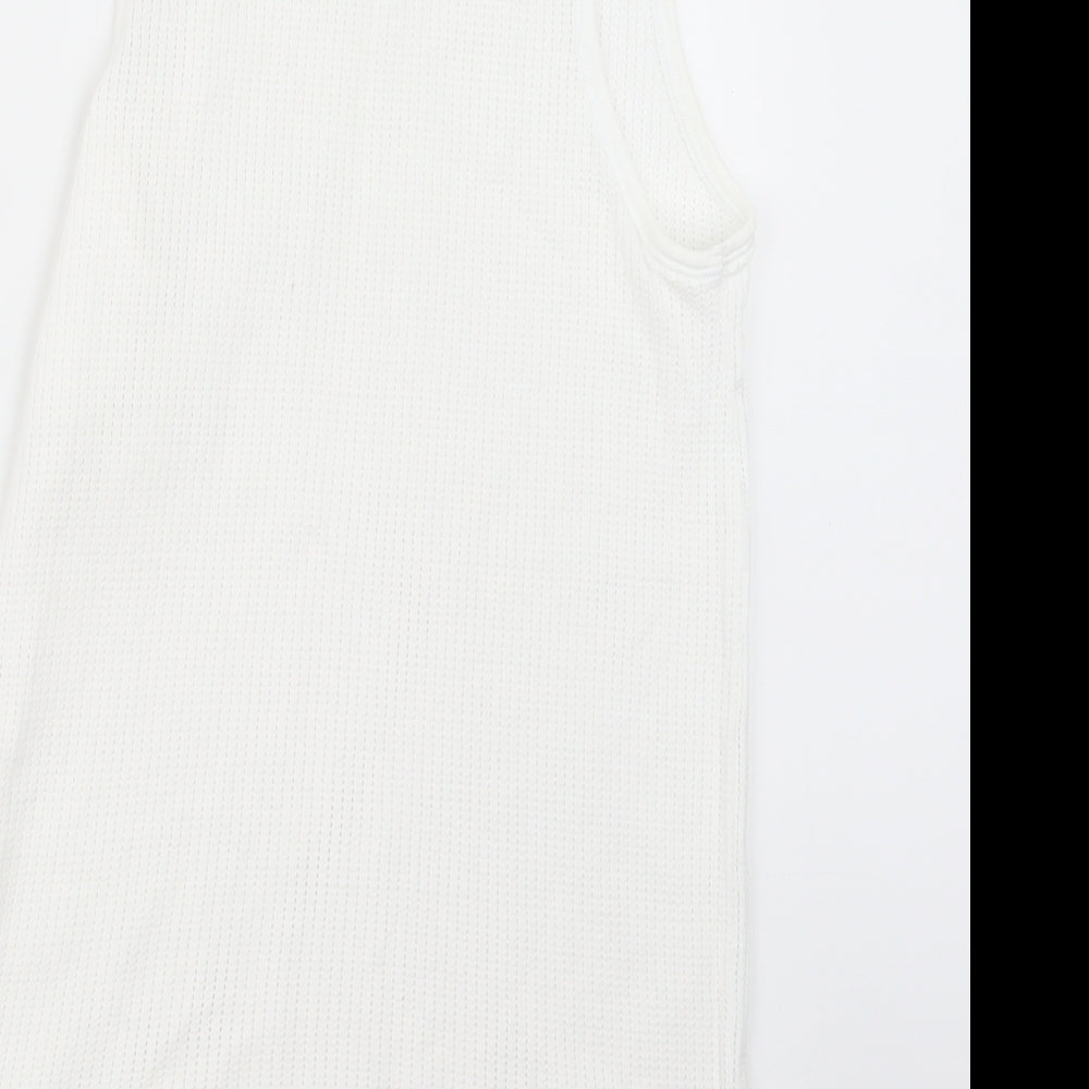 Marks & Spencer Womens White Knit Basic T-Shirt Size S - Long